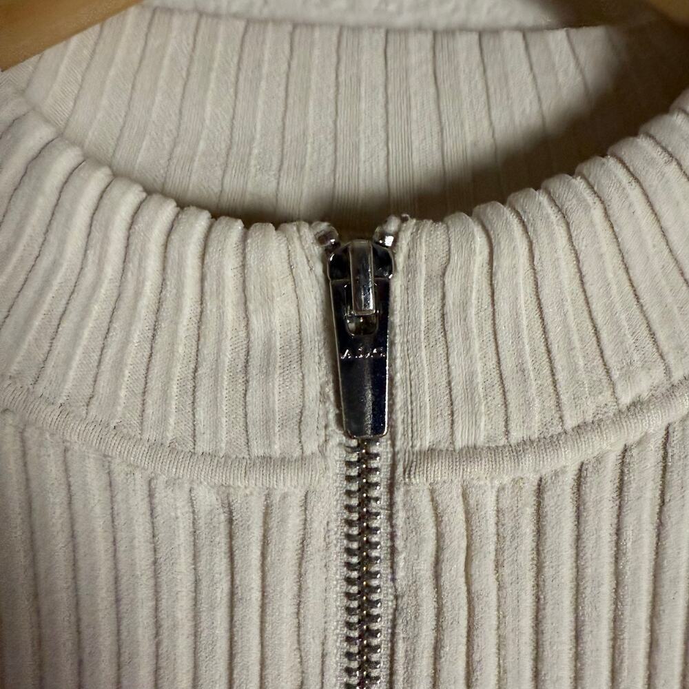 A.L.C. Noa Cream Ribbed Knit Zip Up Cardigan Sweater Size Large - Picture 11 of 12